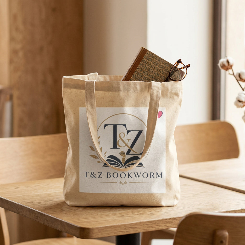 T&Z Bookworm's Tote Bag on a café table